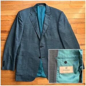 Recent Canali Men's Blue Blazer Jacket Sport Coat Wool Silk Linen Semiformal
